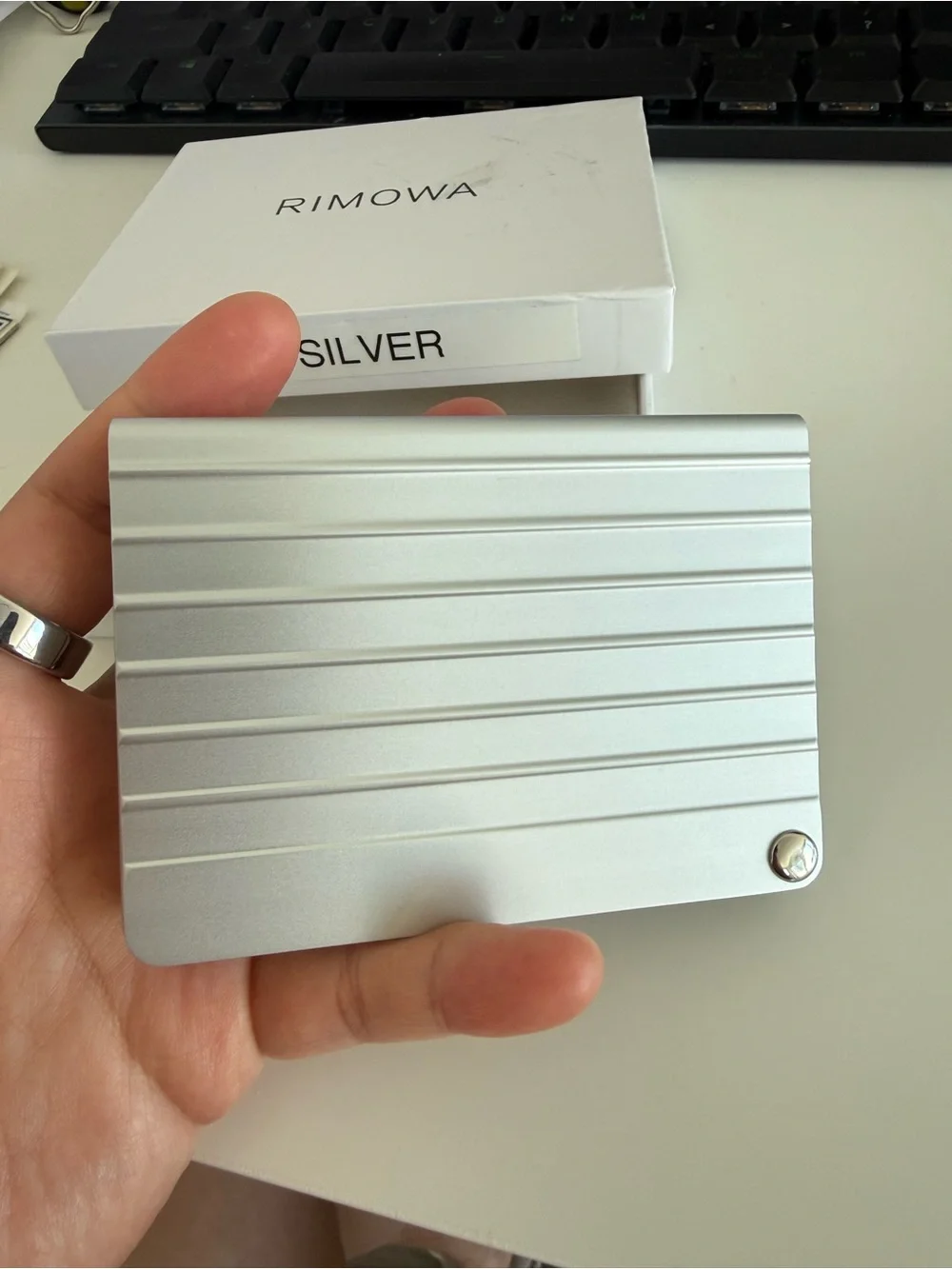 RIMOWA Silver Aluminum Card Holder